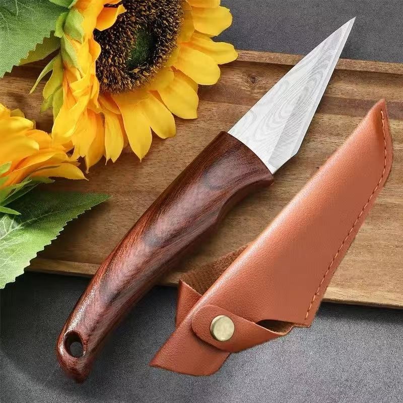 Harvest Knife Garden - Entenmes met houten handvat en lederen