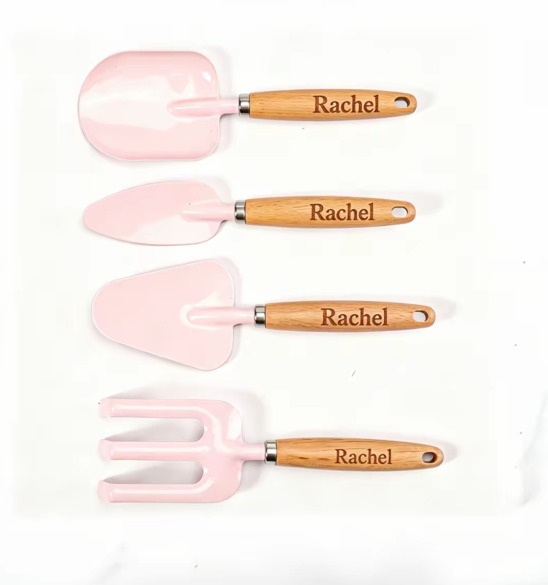 Gardening Tools With Names - Gepersonaliseerde naam mini houten handgreep tuingereedschapset